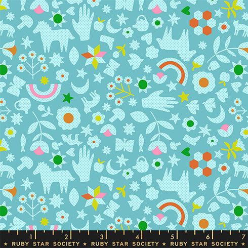 PREORDER Catnap Little Luck in Turquoise RS4131 15 - Ruby Star Society Sold by the Half Yard